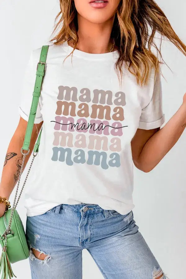 MAMA Letter Crew Neck Tee