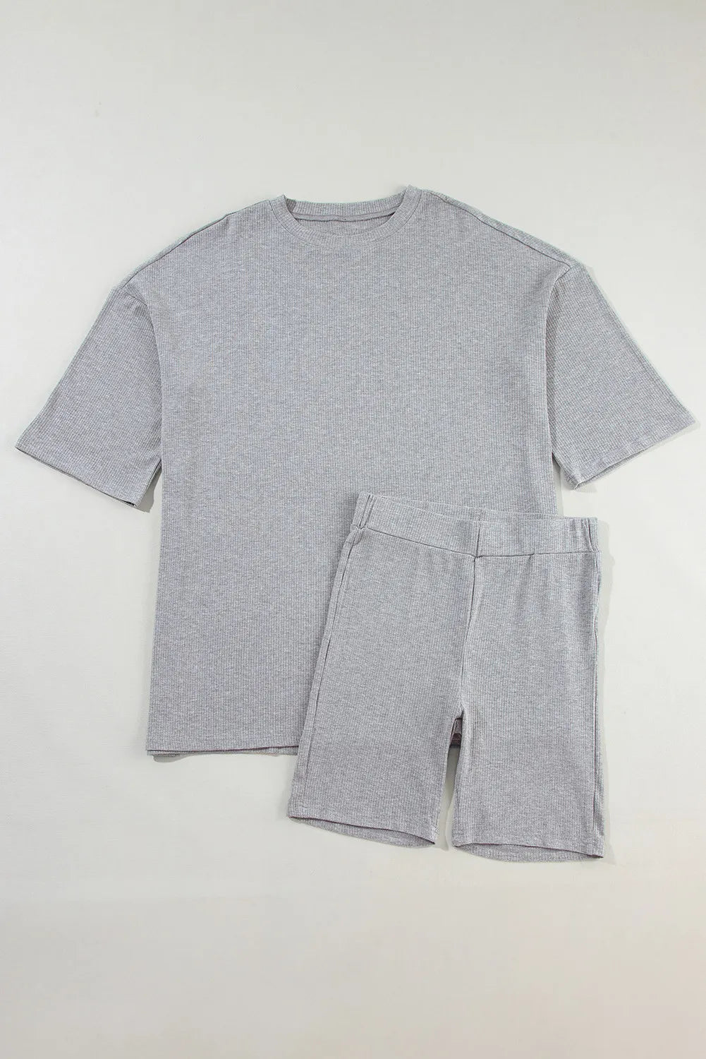Slit Round Neck Top and Shorts Set - Clothes For Her Online Store