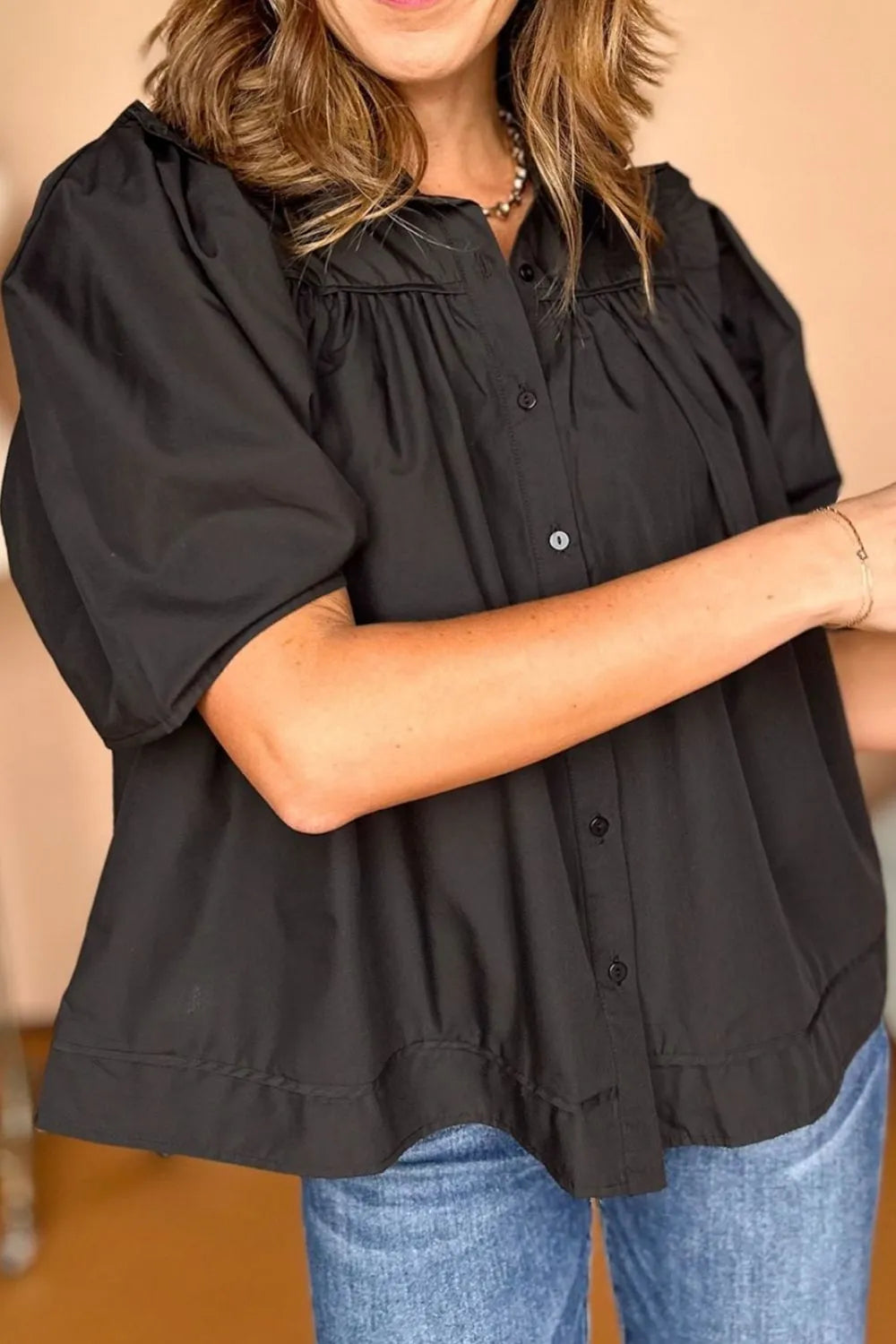 Puff Sleeve Button Down Shirt