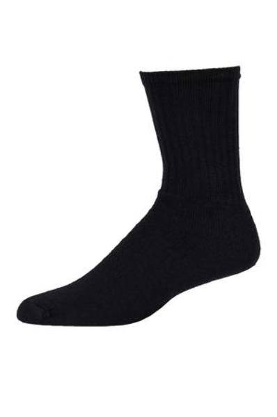 Stretch Knit Cotton Crew Sport Socks - Black, 9-11