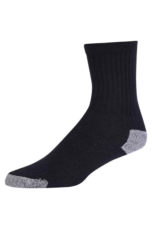 Stretch Knit Cotton Crew Sport Socks - Black, 9-11