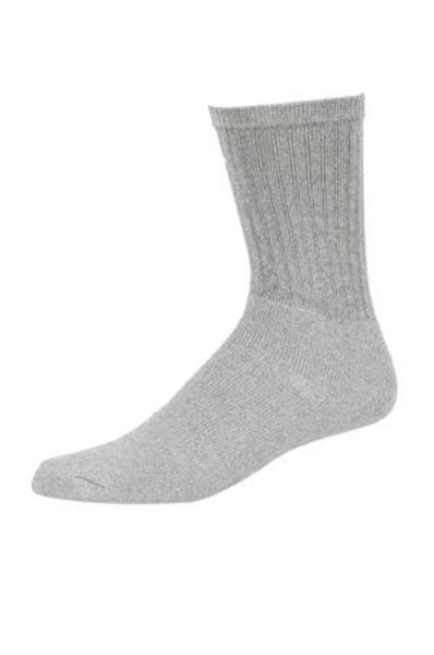 Stretch Knit Cotton Crew Sport Socks - 10-13, Grey