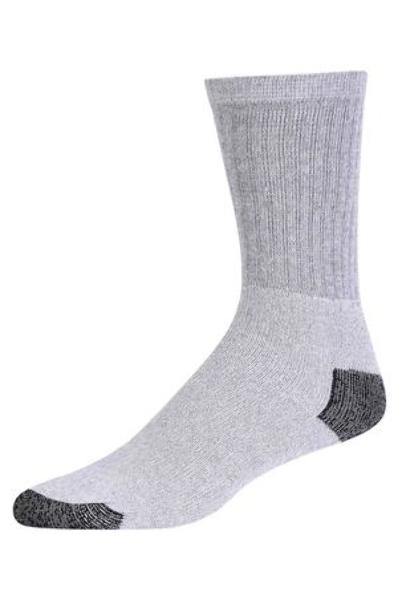 Stretch Knit Cotton Crew Sport Socks - Grey, 10-13