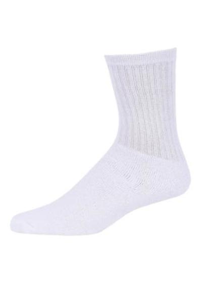 Stretch Knit Cotton Crew Sport Socks - Plain White,10-13