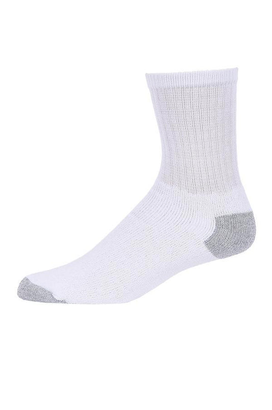 Stretch Knit Cotton Crew Sport Socks - White, 10-13