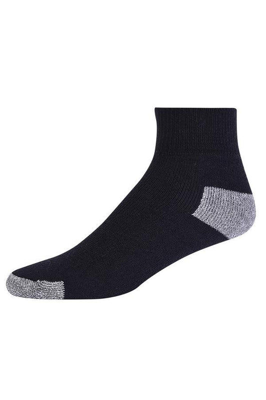 Stretch Knit Ankle Sport Socks - Black, 10-13