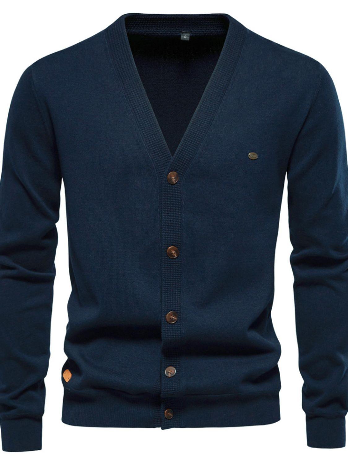 Men's Button Down V-Neck Cardigan - Clothes For Her Online Store