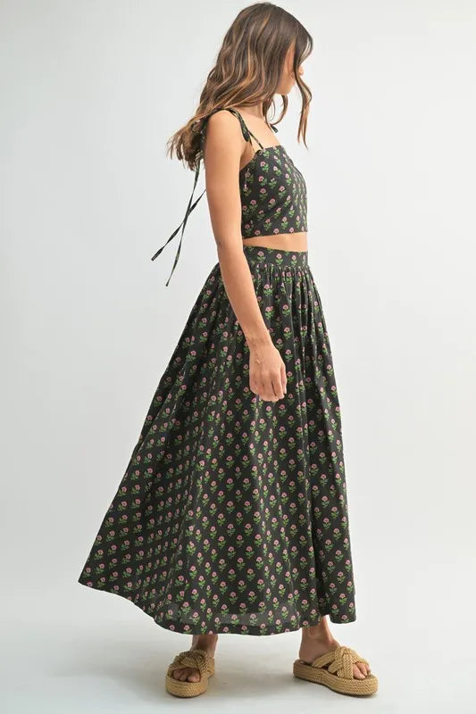 MABLE Floral Crop Top and Skirt Set - Clothes For Her Online Store