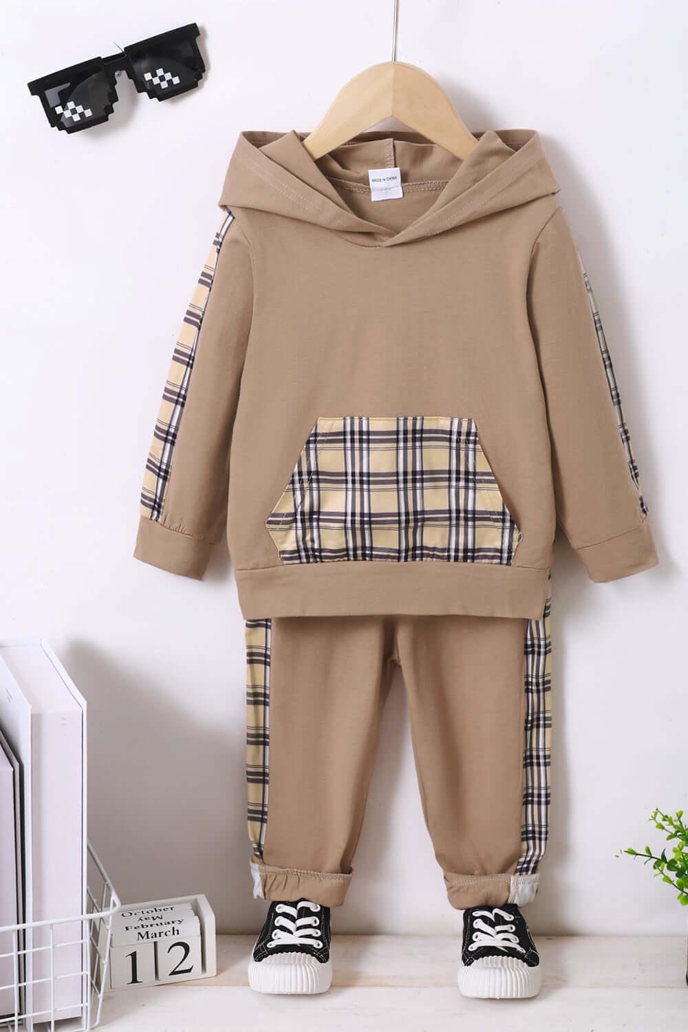 Children's Plaid Hoodie and pants Set