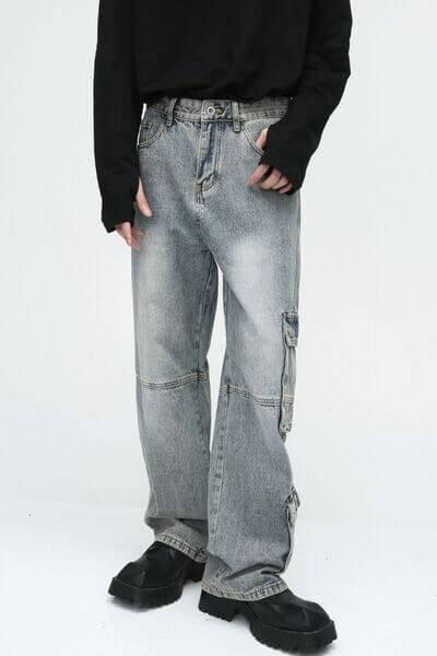 Wide Leg Jeans with Cargo Pockets