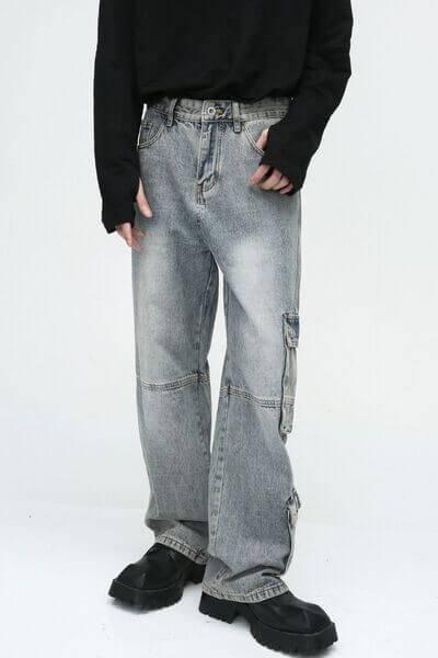Wide Leg Jeans with Cargo Pockets - Clothes For Her Online Store