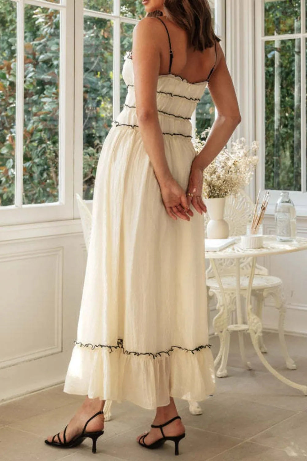 Frill Tied Front Midi Cami Dress