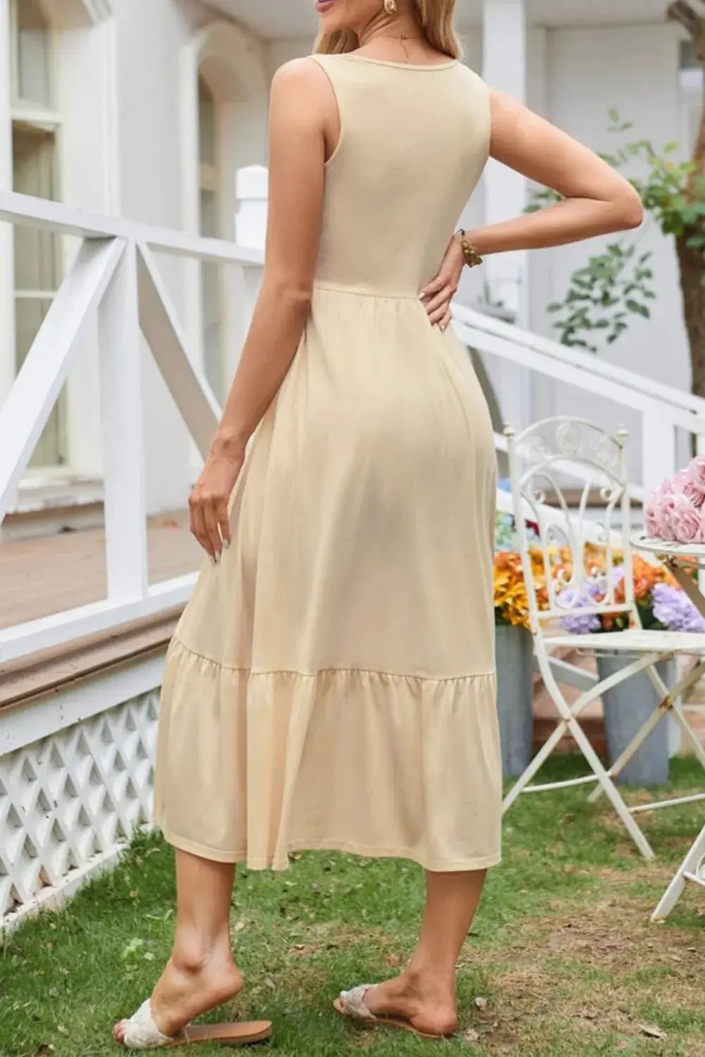 Round Neck Wide Strap Tank Dress - Clothes For Her Online Store