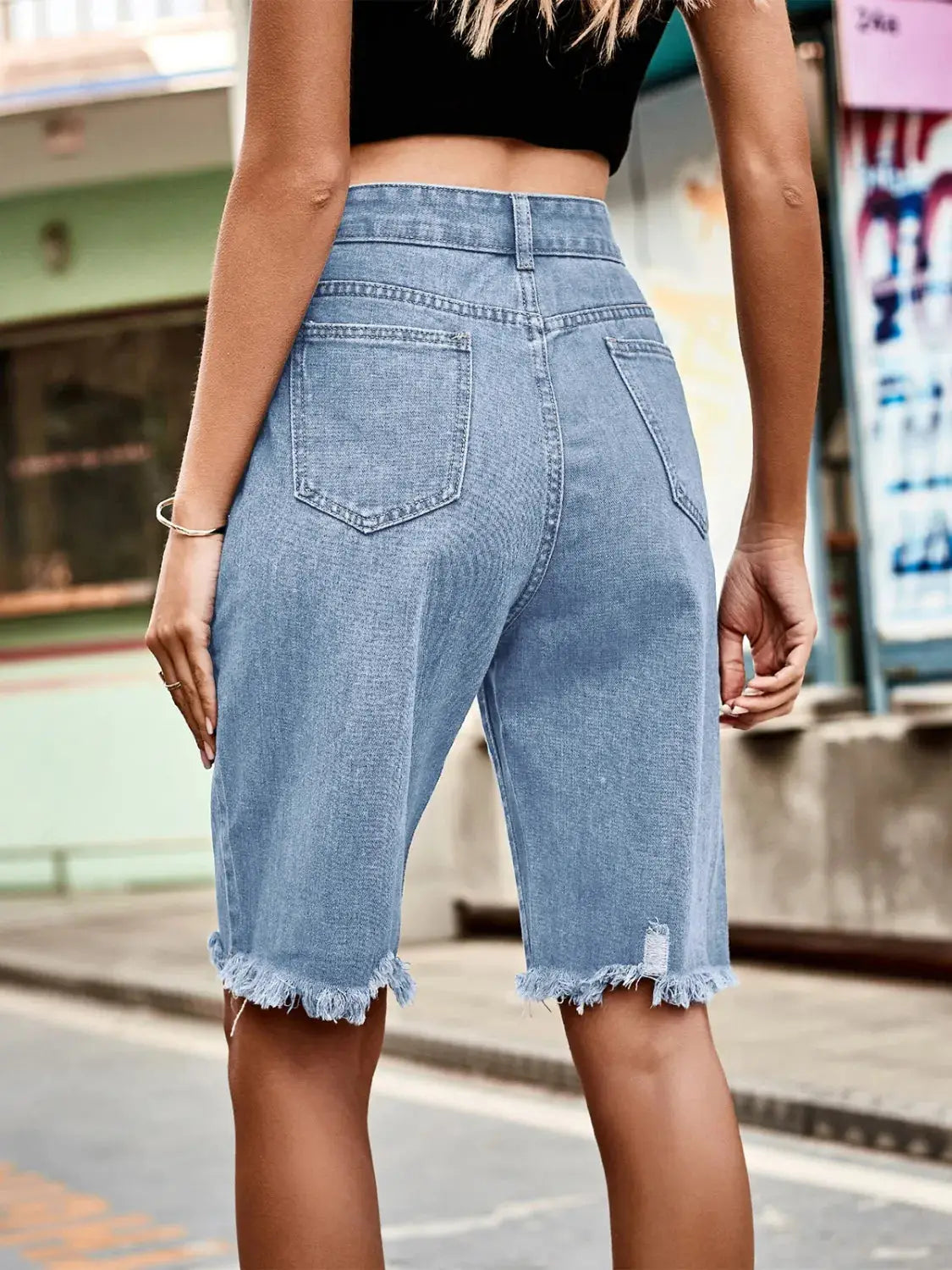 Raw Hem Denim Shorts
