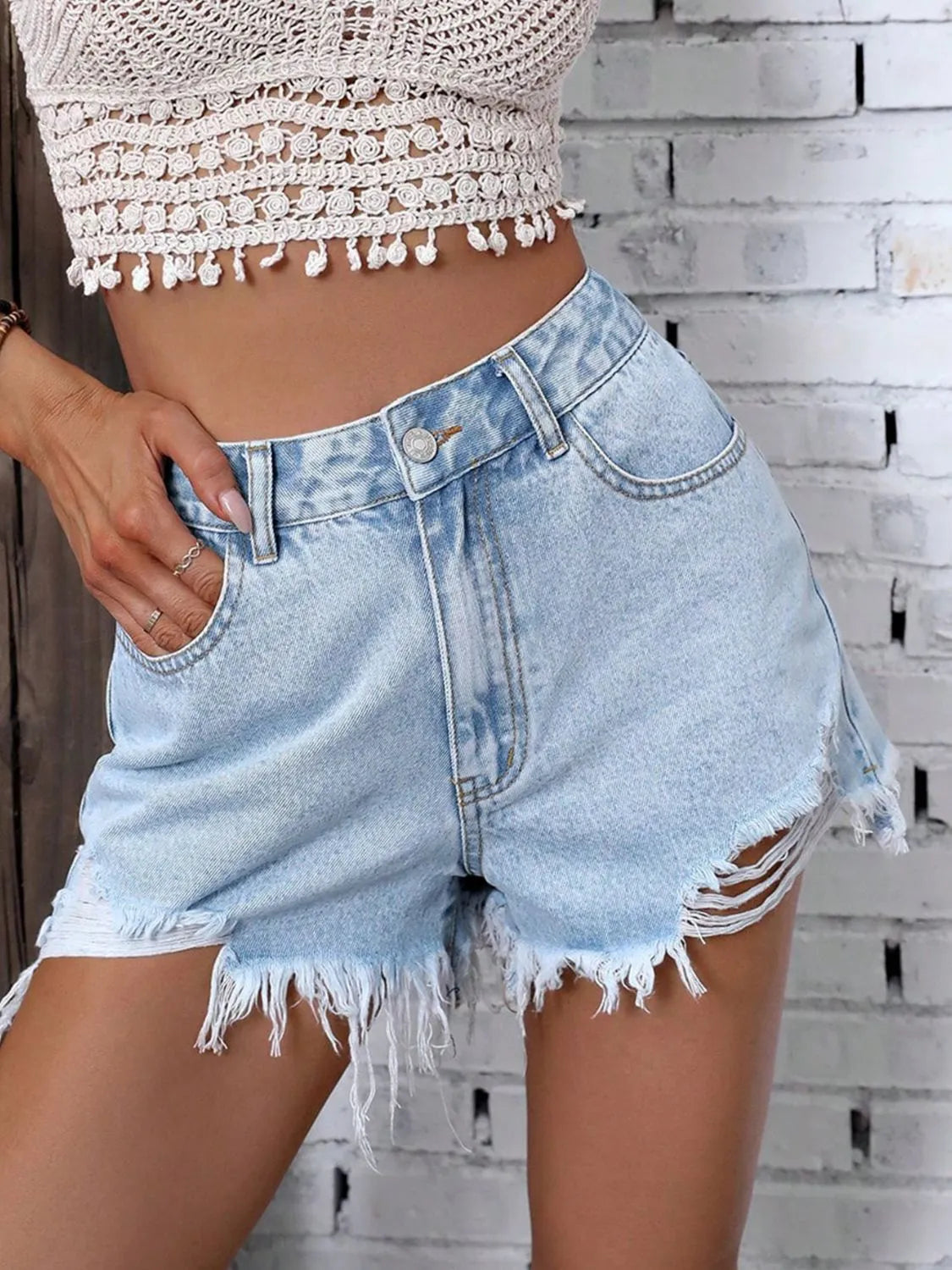 Raw Hem Denim Shorts