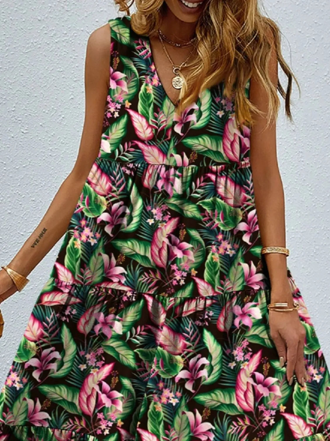 Floral Tiered Maxi Tank Dress