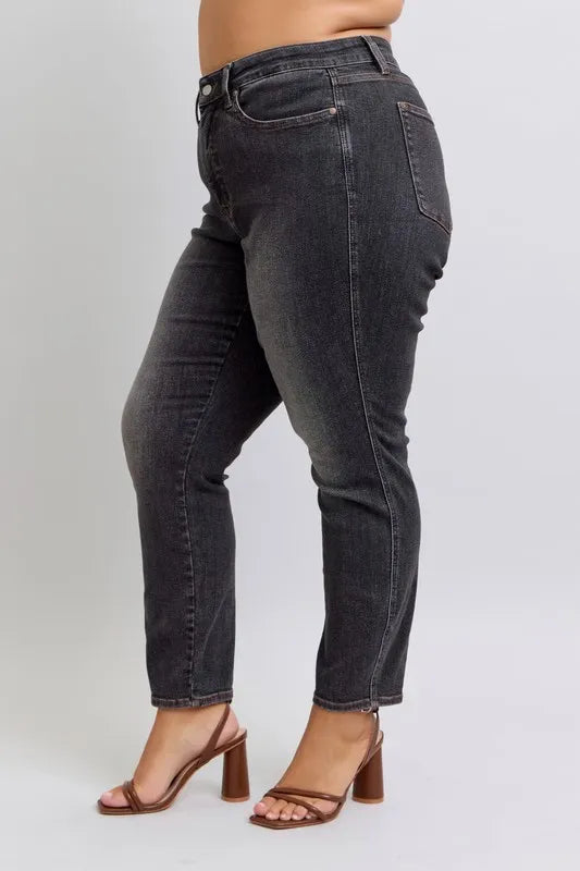 Judy Blue Full Size Midi Rise Tummy Control Slim Jeans Plus Size