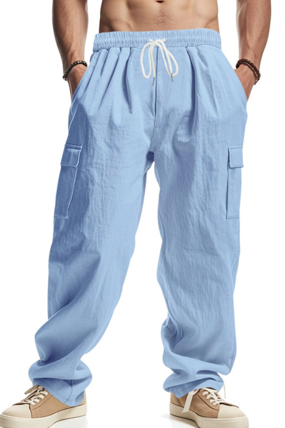 Men's Full Size Drawstring Pants with Pockets Plus Size - Clothes For Her Online Store