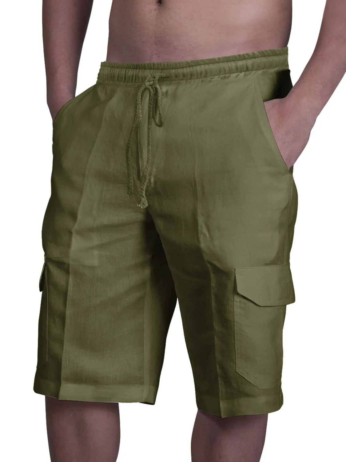 Men's Plus Size Drawstring Pocketed Shorts