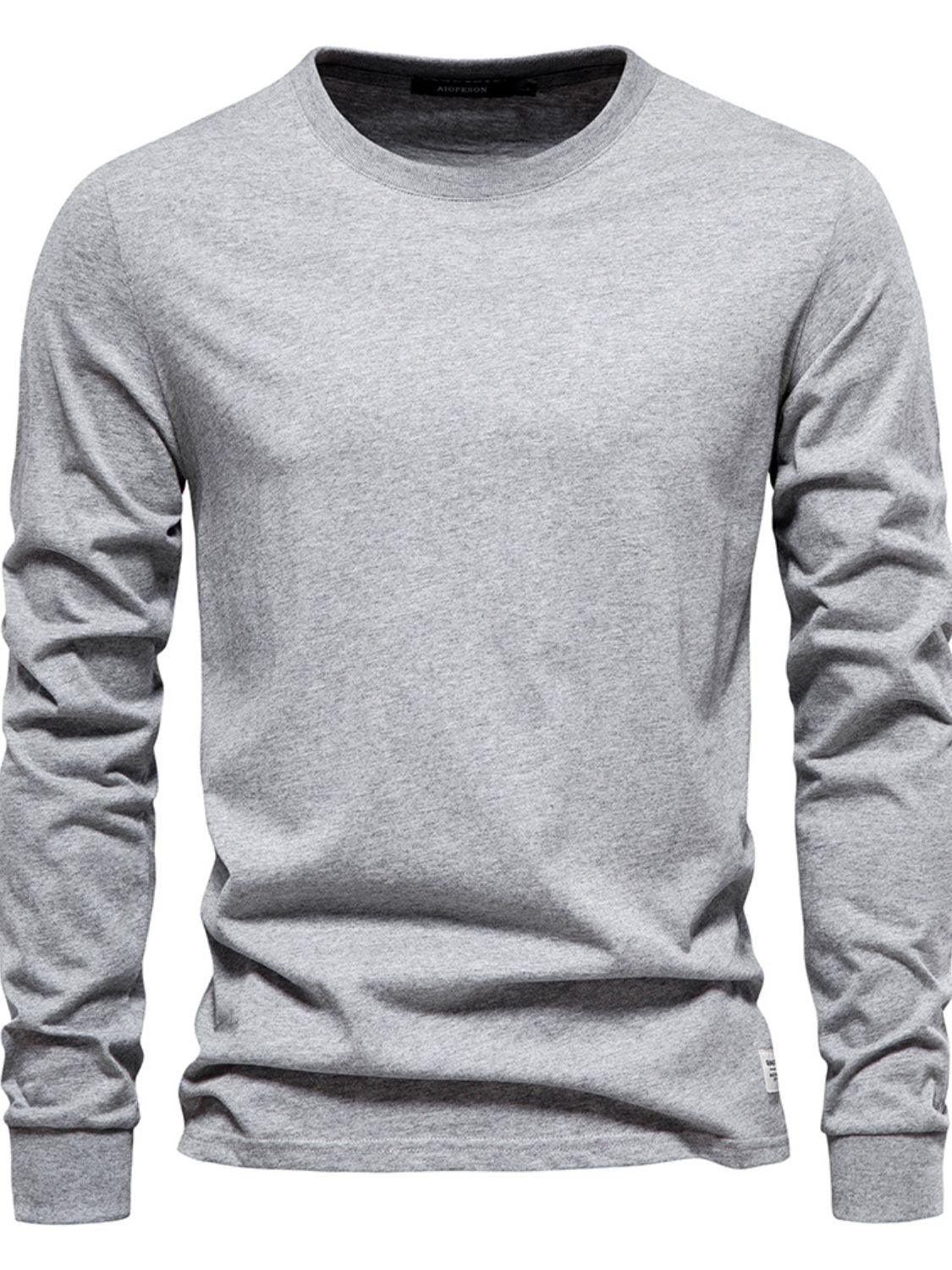 Men's Full Size Round Neck Long Sleeve T-Shirt Plus Size