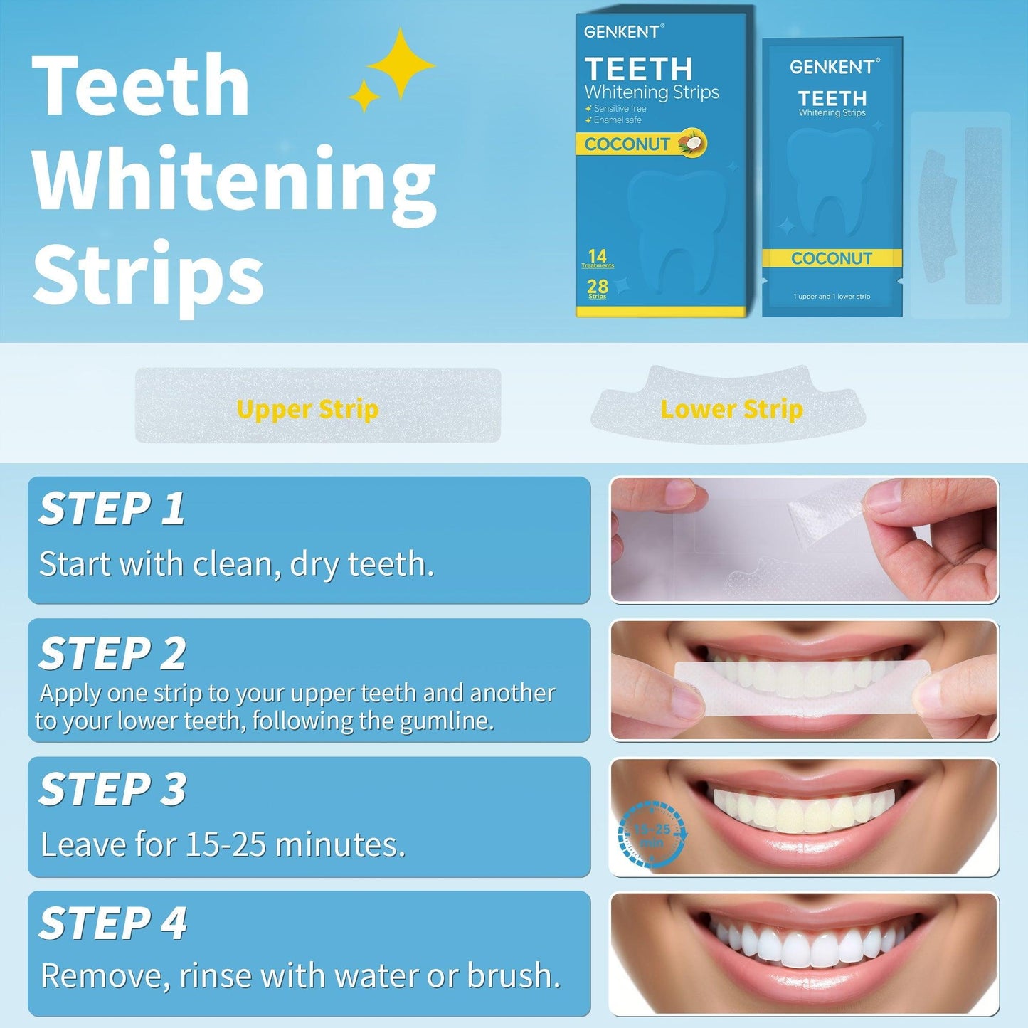 Teeth Whitening Strips 28 Strips Non-Sensitive Teeth Whitening Kit 14