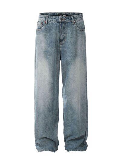 Men's Washed Straight Jeans