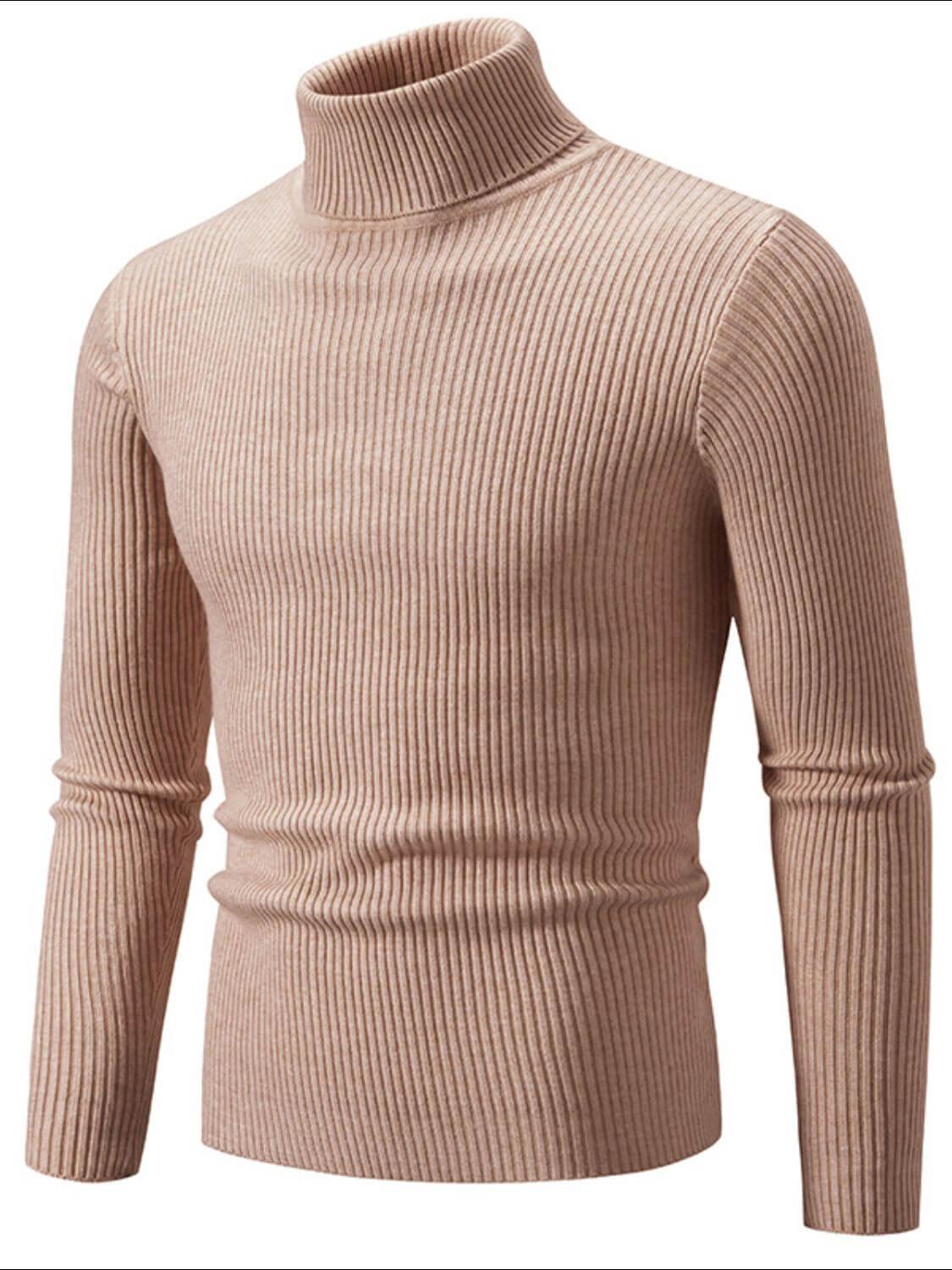 Men's Turtleneck Long Sleeve Ribbed Sweater