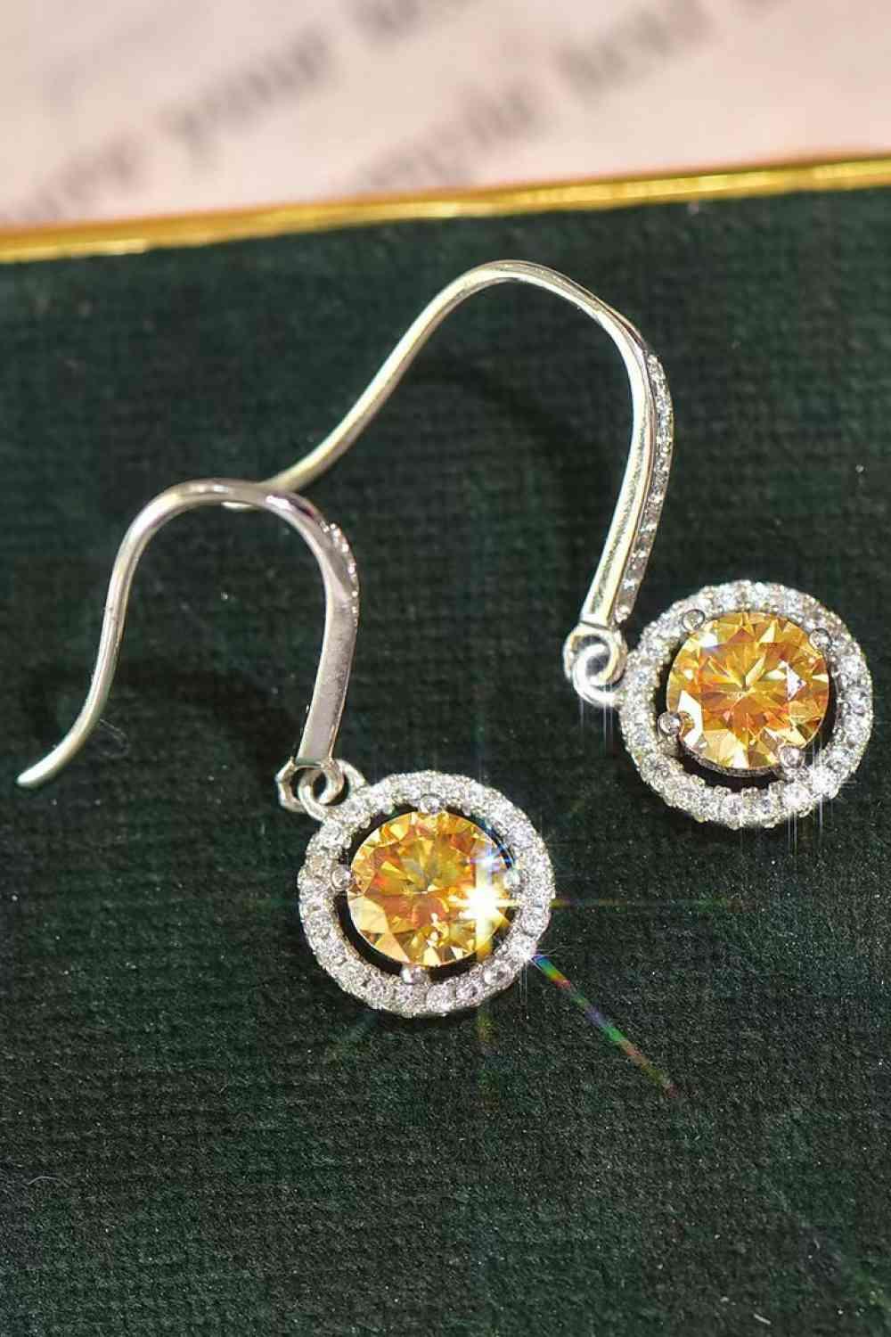 Platinum-Plated 2 Carat Moissanite Drop Earrings - Clothes For Her Online Store