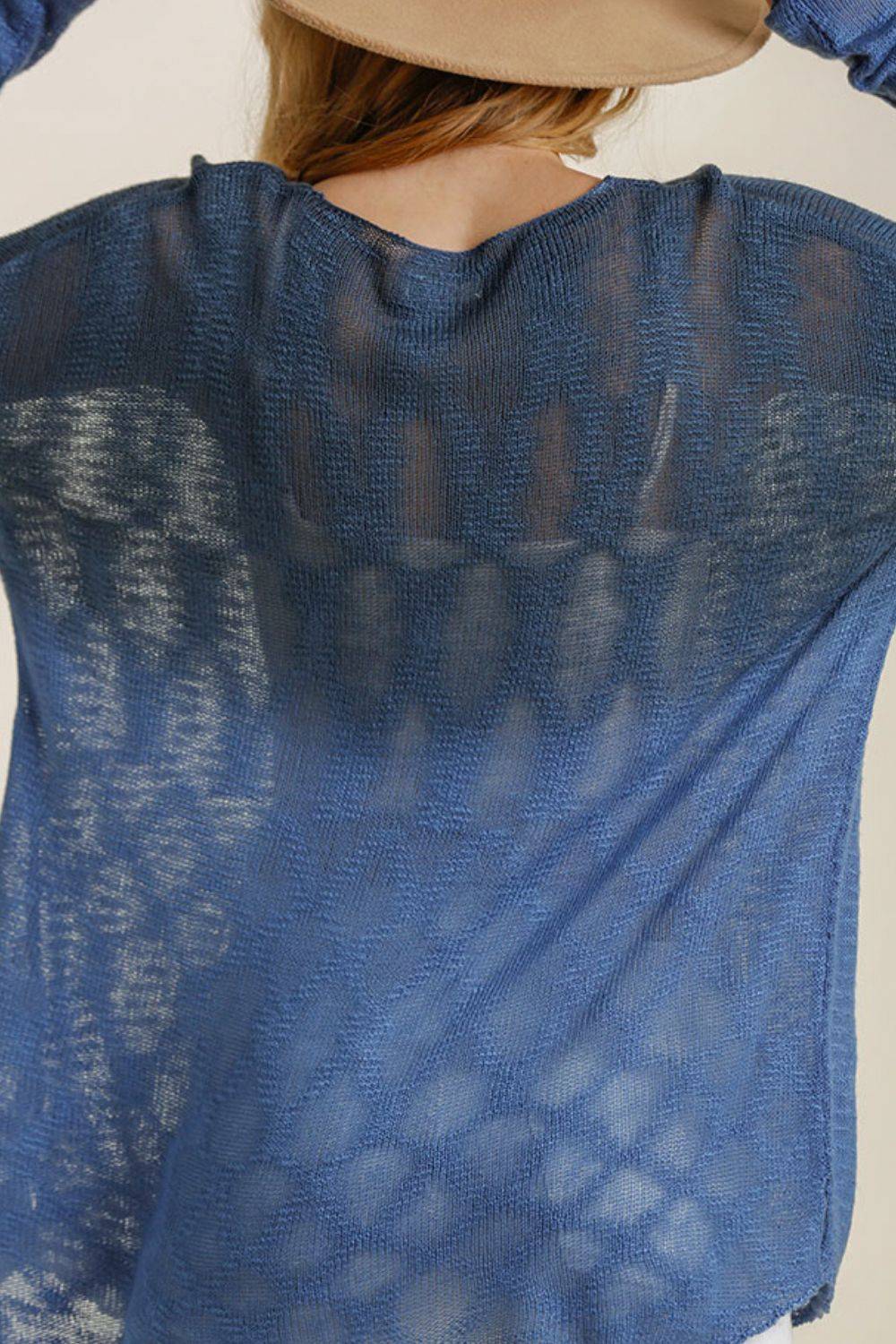 Umgee Full Size Dip Dye Loose Knit Side Slit Knit Top Plus Size - Clothes For Her Online Store