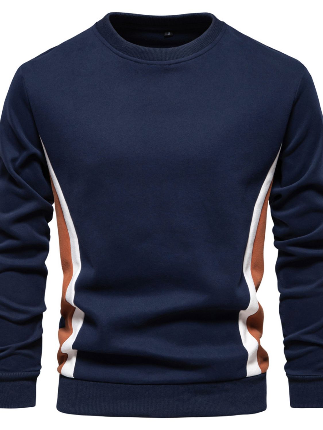 Men's Side Striped Contrast Round Neck Sweatshirt