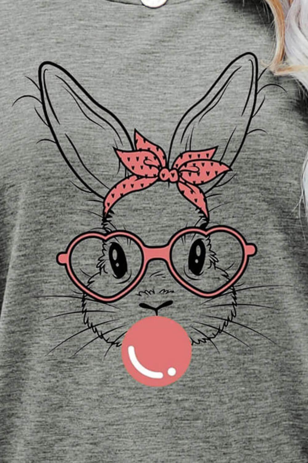 Easter Bunny Graphic Round Neck T-Shirt