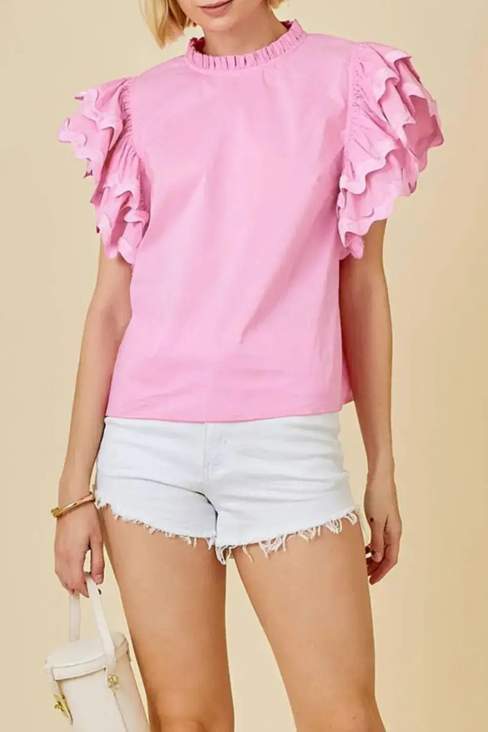 Ruffled Sleeve Frilled Collar Blouse - Clothes For Her Online Store