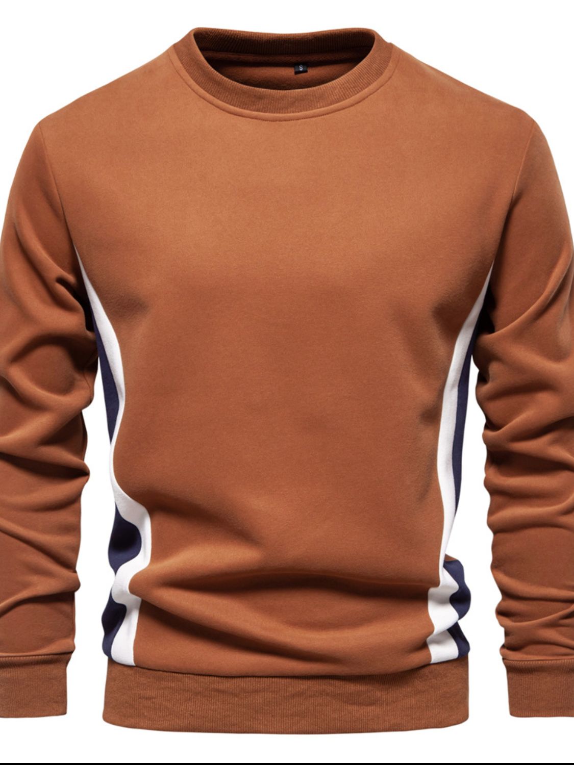 Men's Side Striped Contrast Round Neck Sweatshirt