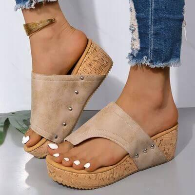 PU Leather Wedge Sandals - Clothes For Her Online Store
