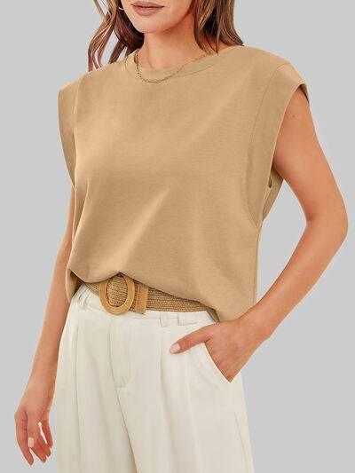 Florira Round Neck Cap Sleeve T-Shirt