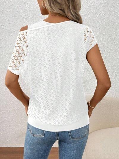 Lace Short Sleeve Fake Two Piece T-Shirt