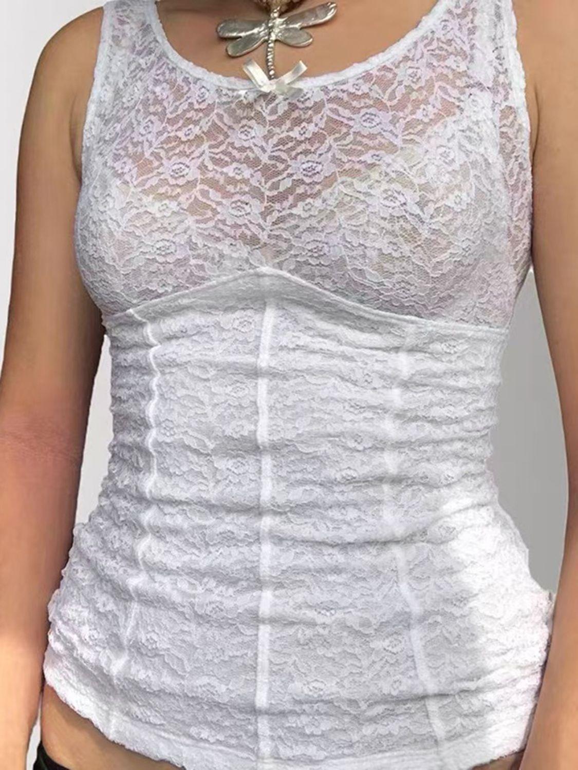 Devine Lace Round Neck Tank