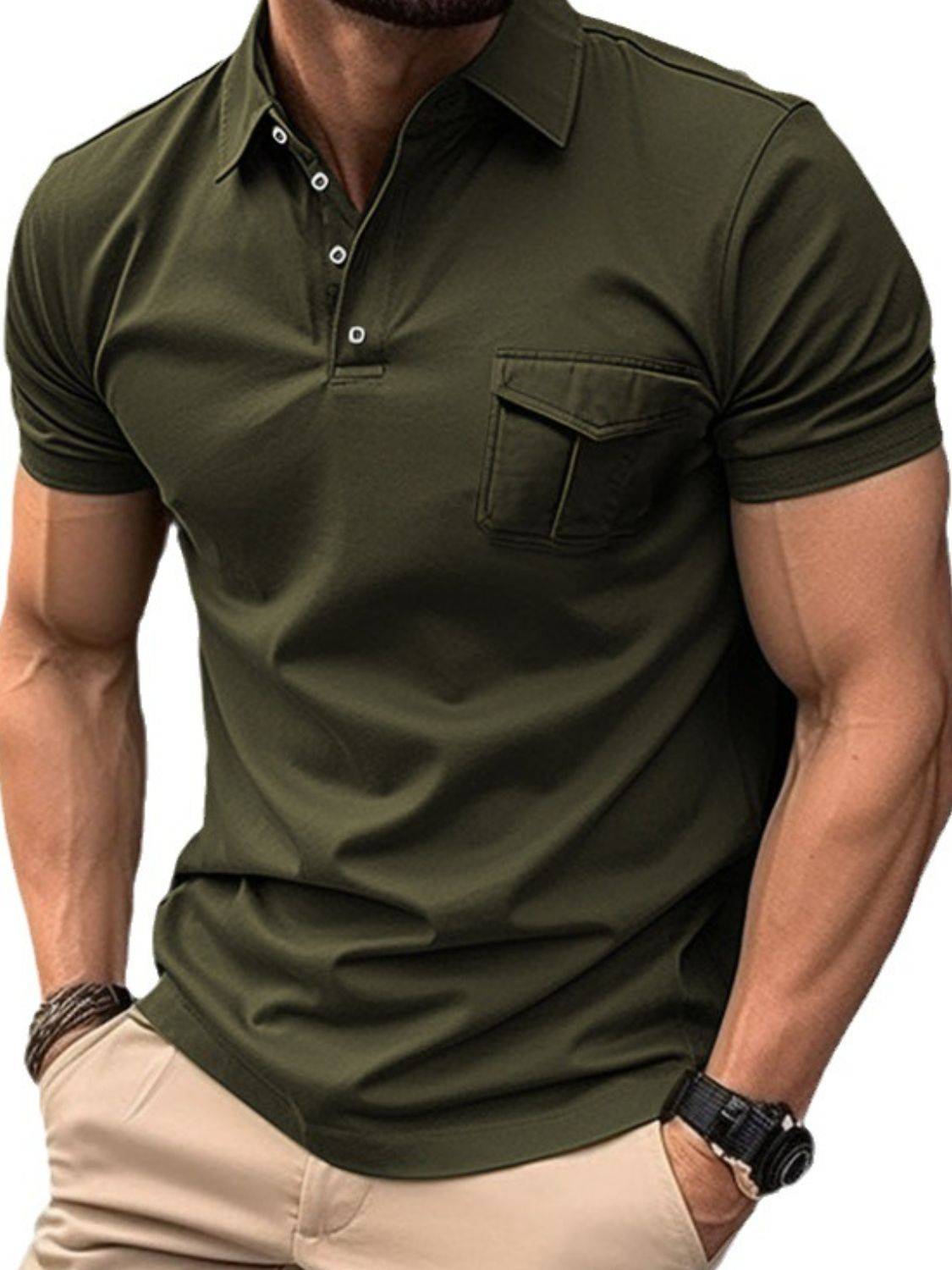 Men's Full Size Collared Neck Short Sleeve Polo Plus Size