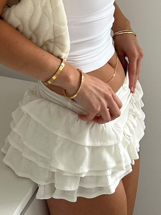 Devine Ruched Layered Mini Skirt