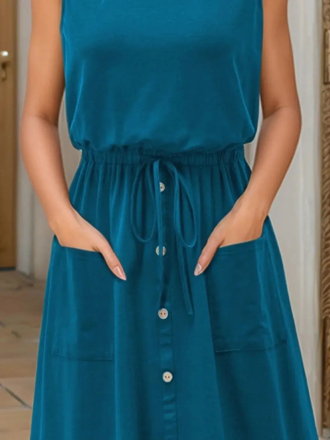 Full Size Round Neck Sleeveless Tank Dress Plus Size - Clothes For Her Online Store