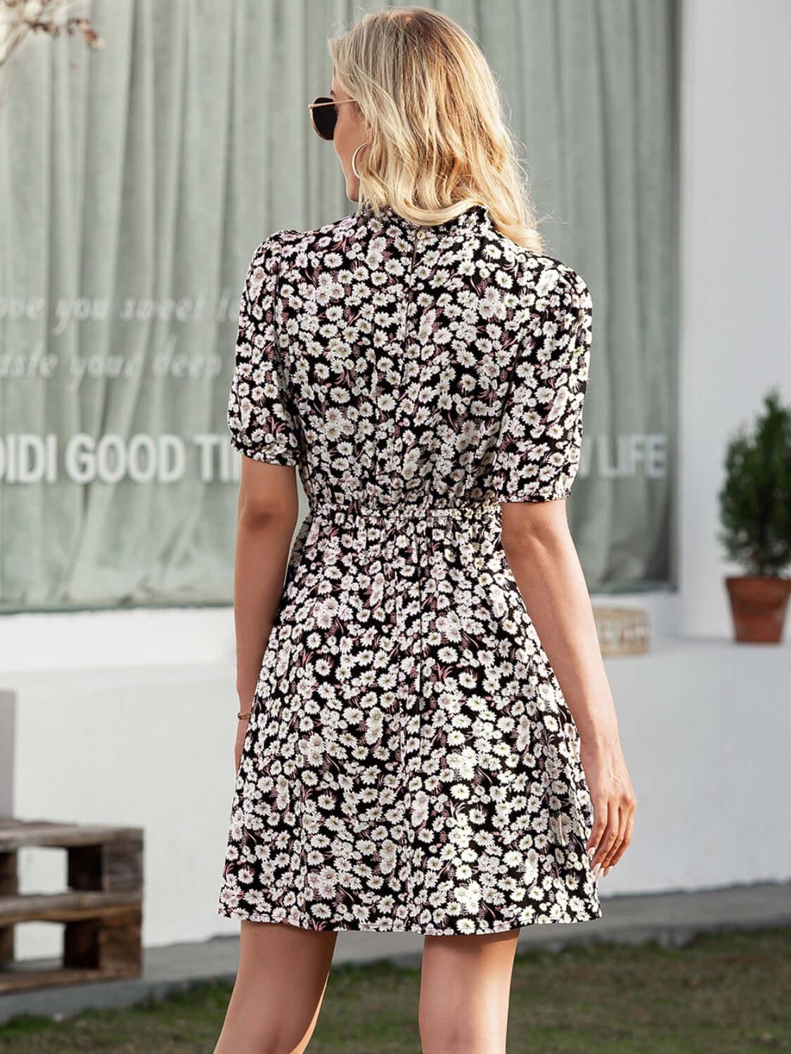 Ivy Lane Floral Mock Neck Mini Dress - Clothes For Her Online Store