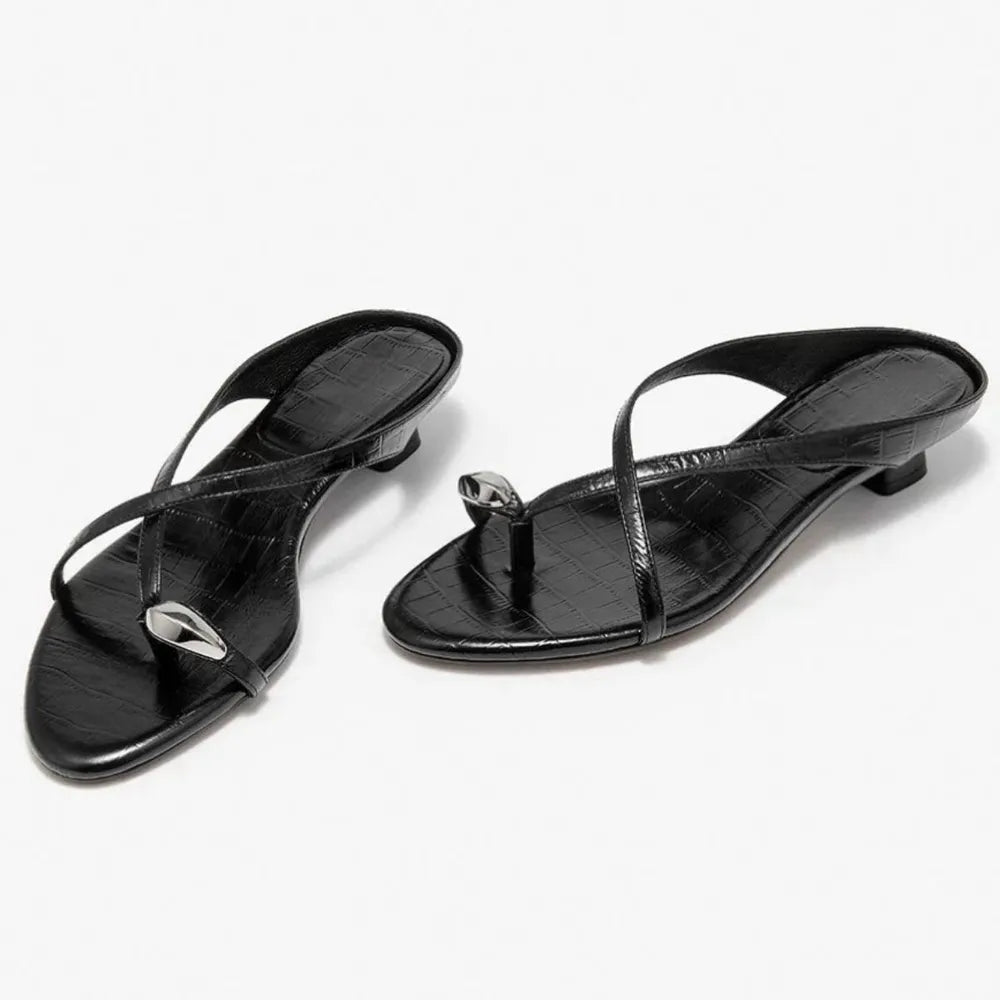 Toe Loop Block Heels Sandals