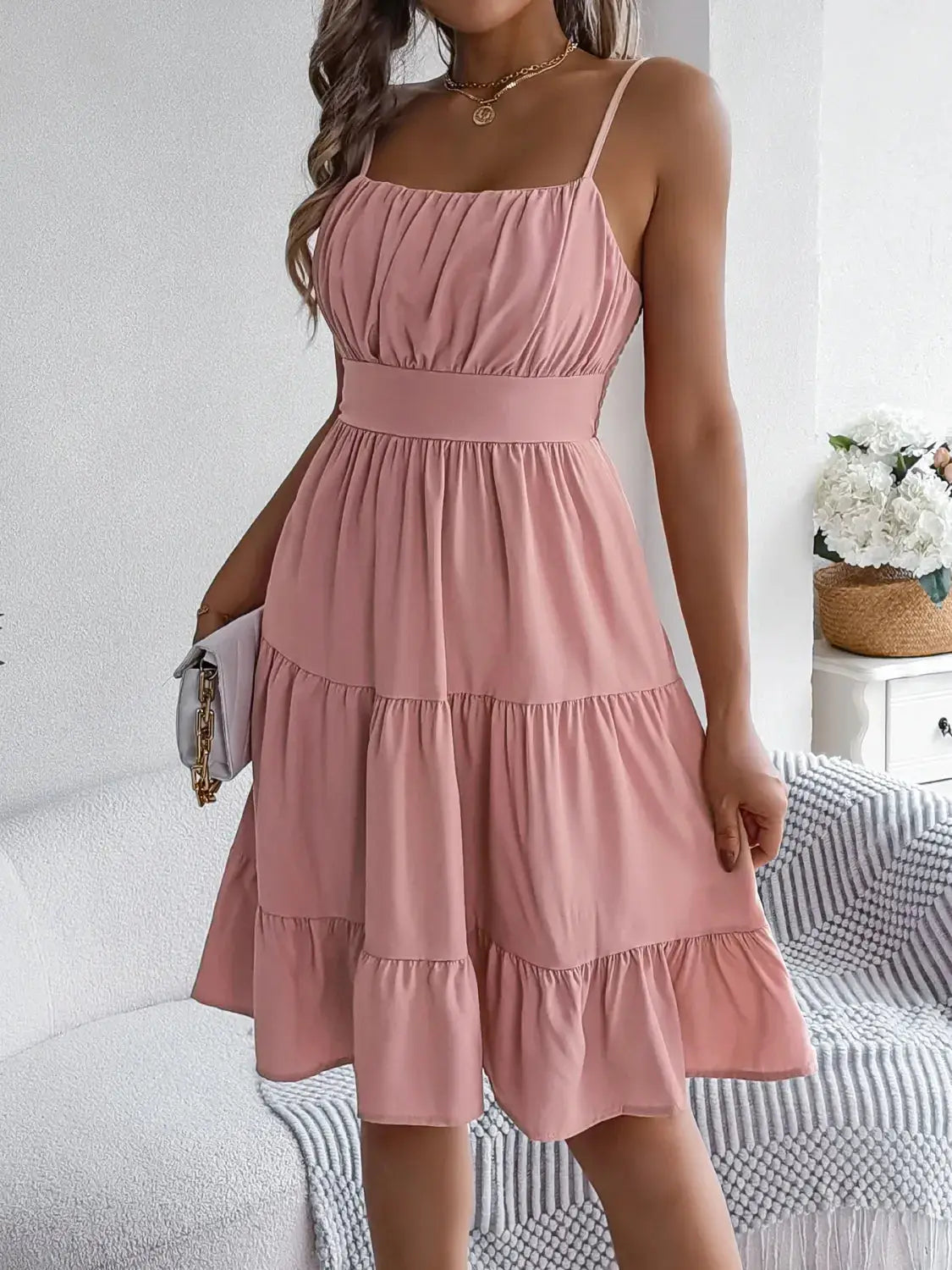 Smocked Back Tiered Cami Dress - Clothes For Her Online Store