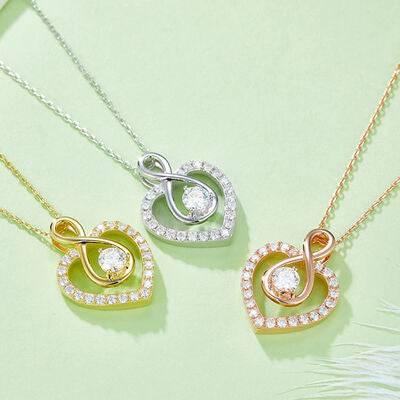 1 Carat Moissanite 925 Sterling Silver Heart Shape Necklace - Clothes For Her Online Store