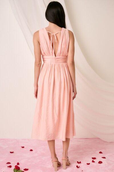 Mittoshop Ruched V-Neck Sleeveless Midi Dress - Clothes For Her Online Store