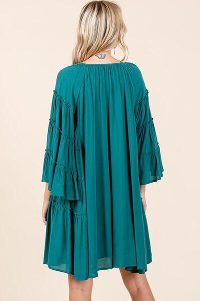 Mittoshop Frill Tie Neck Bell Sleeve Dress - Clothes For Her Online Store