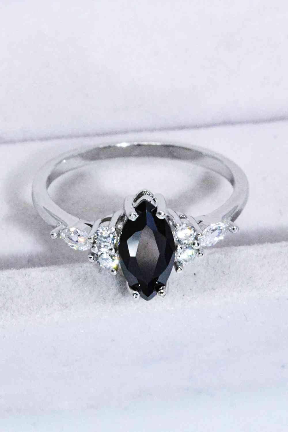 925 Sterling Silver Black Agate Ring