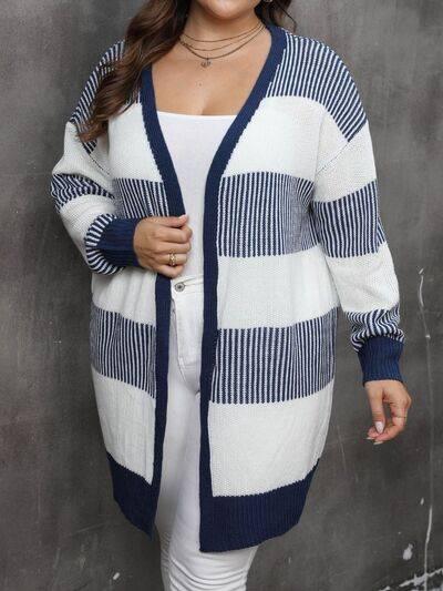 Plus Size Open Front Long Sleeve Cardigan - Clothes For Her Online Store