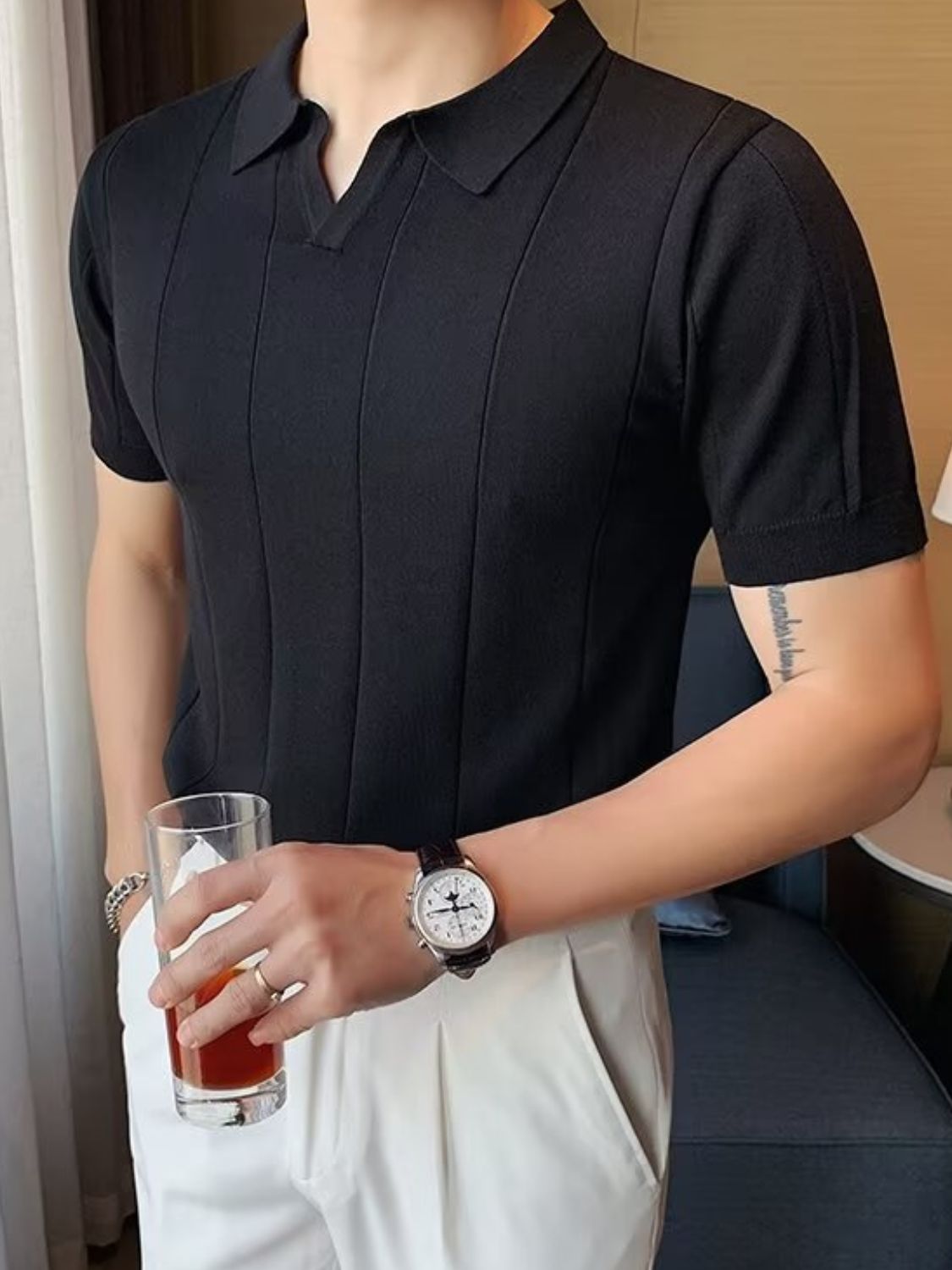 Men's Plus Size Collared Neck Short Sleeve Polo - Clothes For Her Online Store