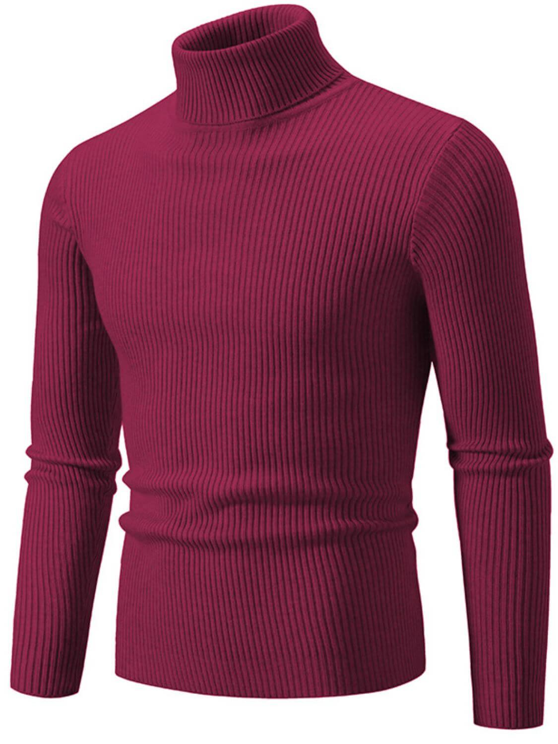 Men's Turtleneck Long Sleeve Ribbed Sweater